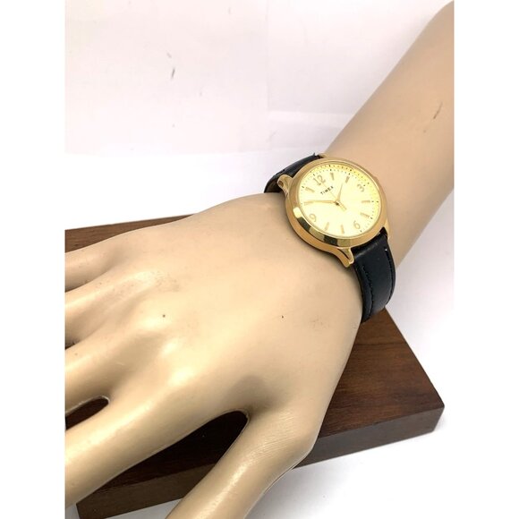Timex Women's Watch TW2V36000 Quartz Gold Black Leather Band 32mm - Picture 4 of 13
